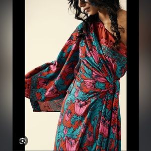 Free People Pardon My French Maxi Dress - Red Rose Combo size Small